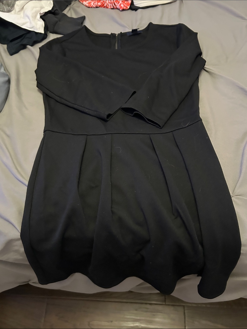 GAP Black Pleated Mini Fit-and-Flare Dress
